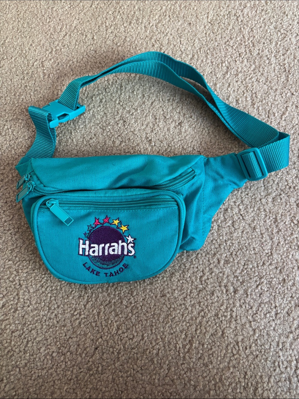 Harrahs Lake Tahoe Teal Fanny Pack Waist Bag